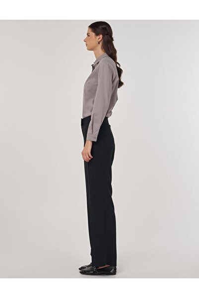 Kayra Flowy Crepe Trousers Black