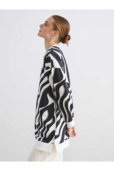 LC Waikiki Γυναικείο φούτερ τουνίκ Seray New Season με μοτίβο κυκλοφόρου δακτ...