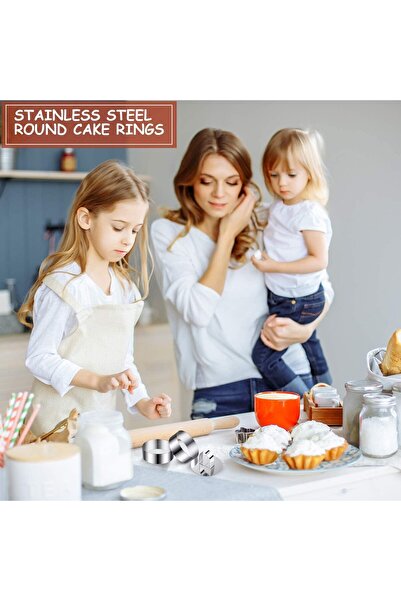 erorex Mousse Cake Mold Mousse Rings 304 Food Grade Stainless Steel Cake Circle Cake Mold Pusher, 8Cm