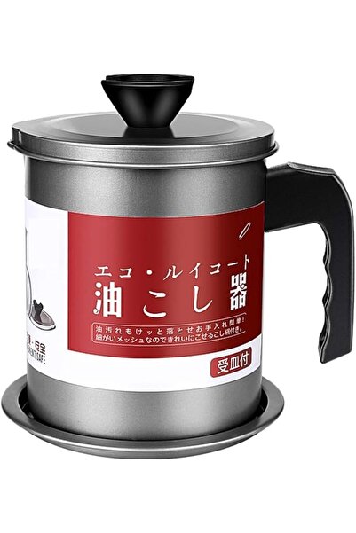 erorex Oil Strainer Pot Grease Can, 1.4 L Stainless Steel Container W/Fine Mesh Dust Proof Lid Non Slip