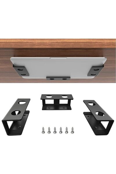 erorex حامل كمبيوتر محمول قابل للتعديل أسفل المكتب وحامل وحدة المعالجة المركزية المعدني للكمبيوتر المحمول وماك ميني وماك بوك ولوحة المفاتيح لتوفير المساحة