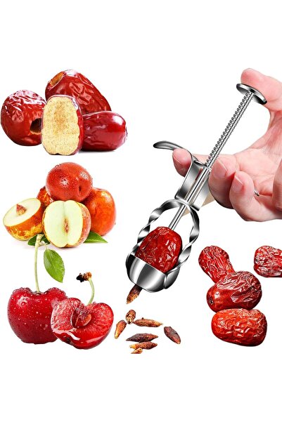 erorex Cherry Pitter Tool Olives Cherry Pitter Seed Stone Remover, Red Date Corer Is Easy Use Clean,