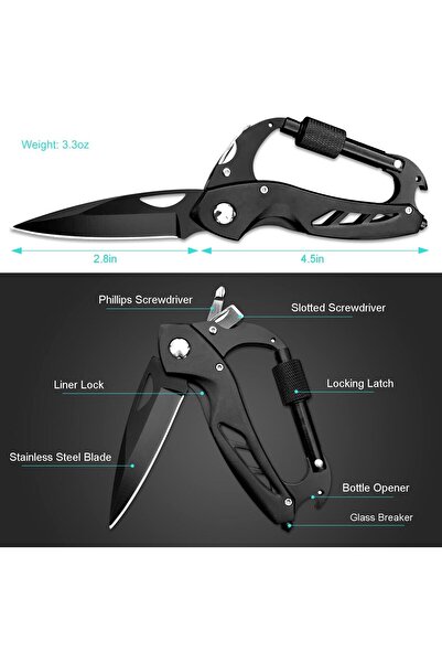 erorex Multitool Carabiner Edc Carabiners Keychain Bottle Opener Integrated Carabiner Folding Knives