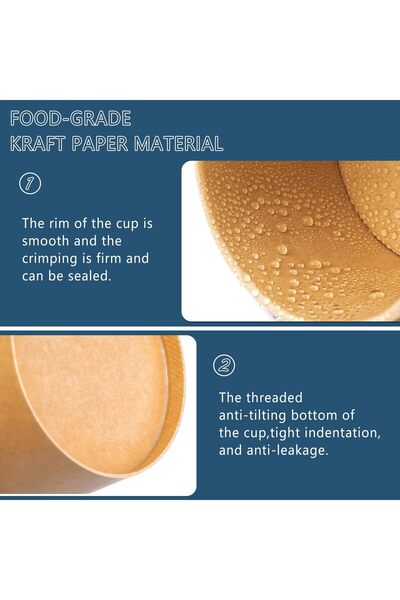 erorex 8 Oz 75 Pack Paper Soup Cup Disposable, Paper Food Containers Lids, Kraft Ice Cream Container