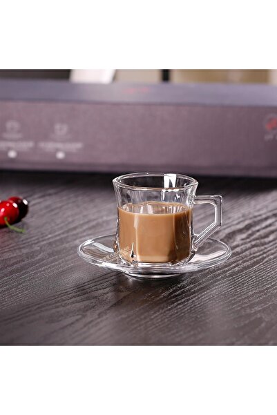 erorex Set 12Pcs Includes 6Pcs Expresso Coffee Cup Strong Tea Mug 5.7 Oz 6 Pcs Saucer Set Tableware