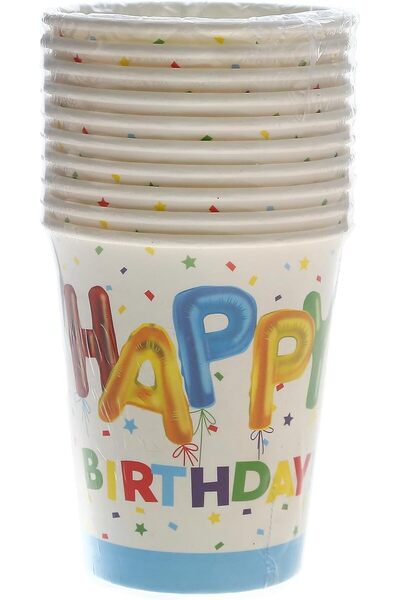 erorex 10Pc Disposable Cups Printed Happy Birthday And Confetti For All Sorts Of Birthday Occasions