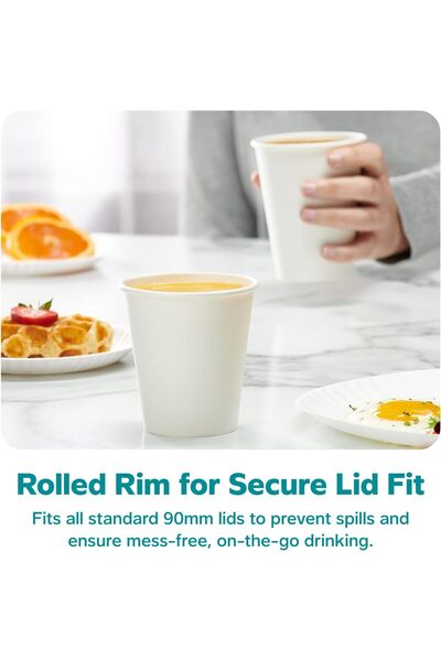 erorex Comfy Package [12 Oz. 100 Count Disposable White Paper Cups, Hot Coffee Cups Eco Friendly Hot Cups