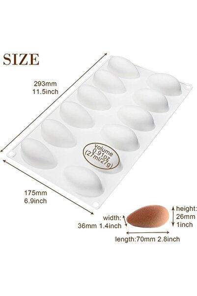 erorex 12 Cavities Dessert Silicone Molden Tray Per Cavity,Oval Shape,Modern Cake Or Chocolate Entremets