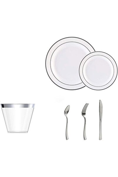 erorex 150 Pcs/Set Gold Silver Upscale Wedding Dining Party Disposable Plastic Cutlery Set, Party Supplies