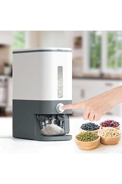 erorex 25Lbs Rice Dispenser, Large Sealed Grain Container Storage Lid Measuring Cylinder Moisture Proof