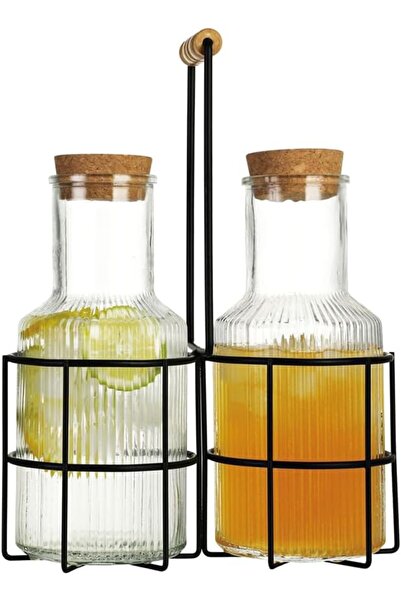 erorex 3 Piece Elegant Design Easy Cleaning Glass Beverage Set Clear And Black