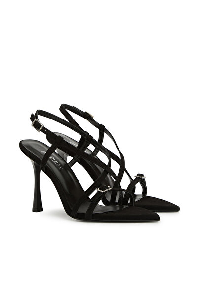 Dıvarese Siyah Kadın Süet Sandalet