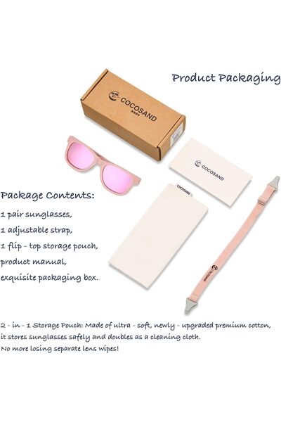 erorex Toddler Sunglasses Strap Polarized Retro Square Soft Silicone Nose Pads Baby Boys Girls Age 0 24