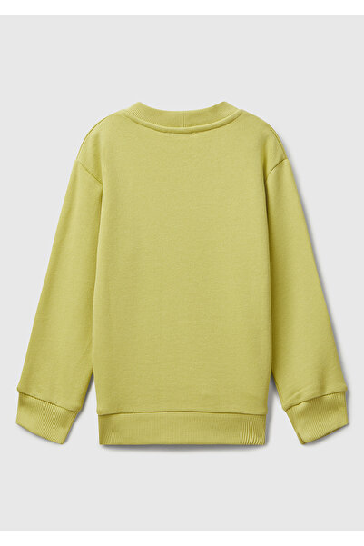 United Colors of Benetton Boy's Mustard Multicolor Printed Relaxed Fit Sweatshirt