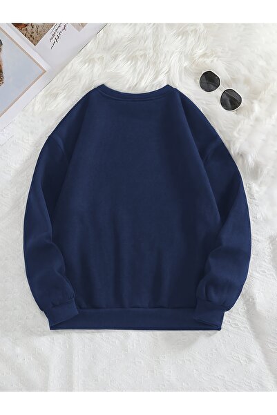 uyguntarz Uniszex leopárdmintás szalaggal nyomott, túlméretezett pulóver