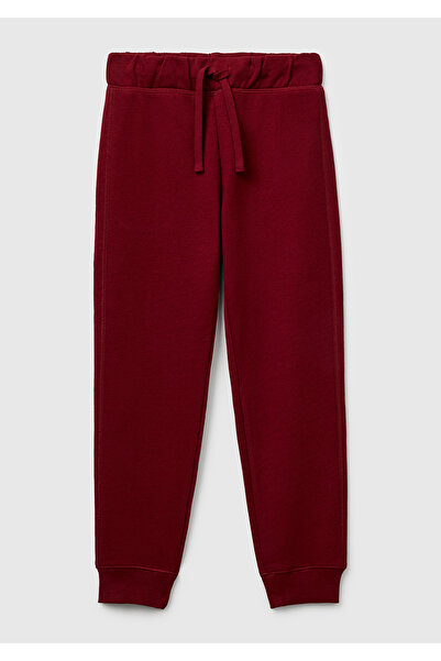 United Colors of Benetton Boy's Burgundy Sweatpants with Logo on the Back Pocket