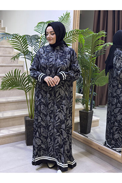 Lissmore ÇİÇEK DETAYLI SİYAH ELBİSE