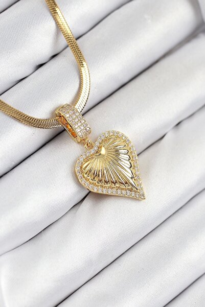 Clariss Ceylan adam 316l steel zircon stone heart model gold color women necklace