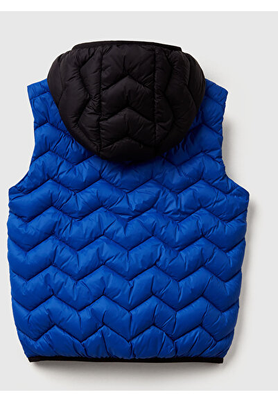 United Colors of Benetton Boy's blue logo detailed hooded vest