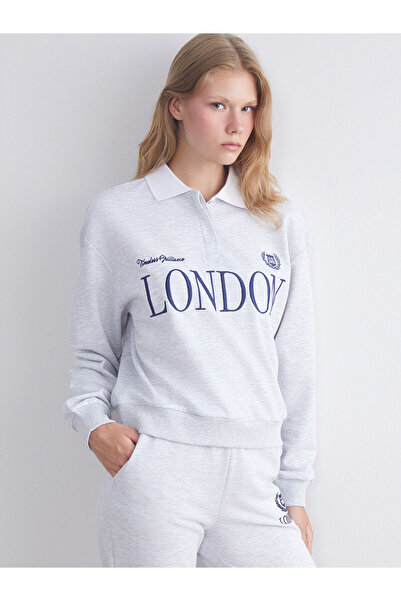 LC Waikiki Polo Neck London Printed Women's Sweatshirt