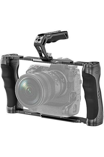 NEEWER Universal Camera Cage & Top Handle with 3/8" ARRI Locating Pins Kit, Video Rig Camera Stabili