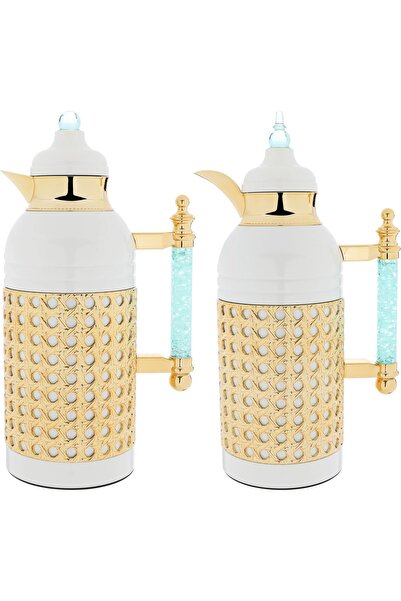 rexa طقم ترمس، سعة 1 لتر، مقبض كريستالي، غطاء داخلي من الزجاج الحراري، غطاء خ...