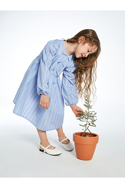 LC Waikiki Ozmarka New Season Crew Neck Crinkle Girls' Dress