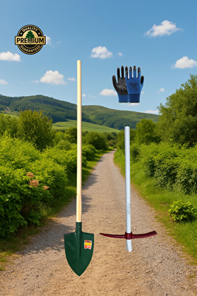 FIX-GO Bel Küreği, Kazma ve Eldiven Set 5 Parça