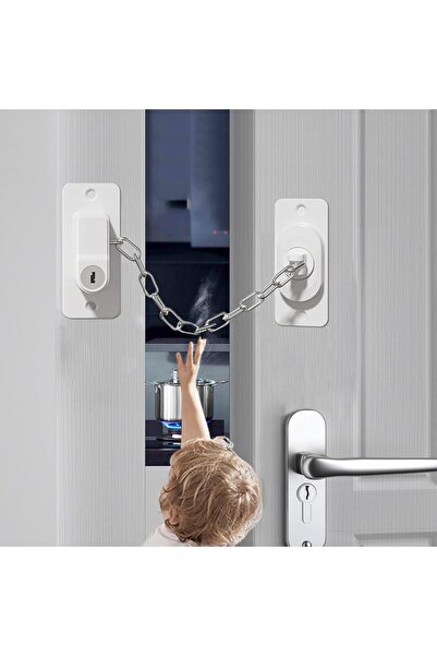 Yelajoy 2 Pack Child Proof Door Lock,Strong non-marking Adhesive No Drilling,Gift for Kids Safety,White