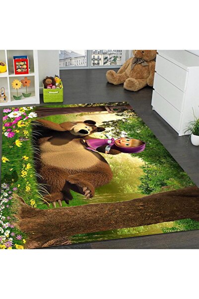 Blusmart Children's room carpet, brown story pattern, inspired by Masha and the Bear