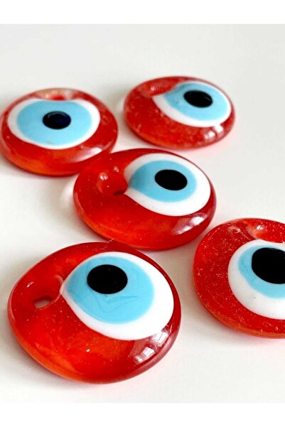 ella'nın çarşısı 5 bucăți de mărgele roșii de 4 cm cu semnul de la ochi.