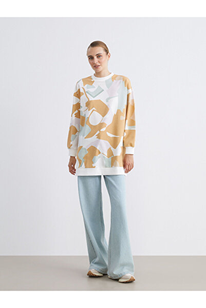 LC Waikiki Mixed Crew Neck Patterned Women's Sweatshirt Tunic