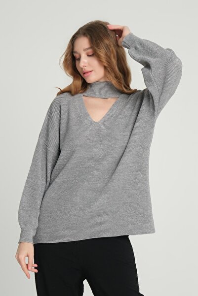 ARONLİ Pulover tricotat cu mânecă lungă, cu decolteu în V, pentru femei