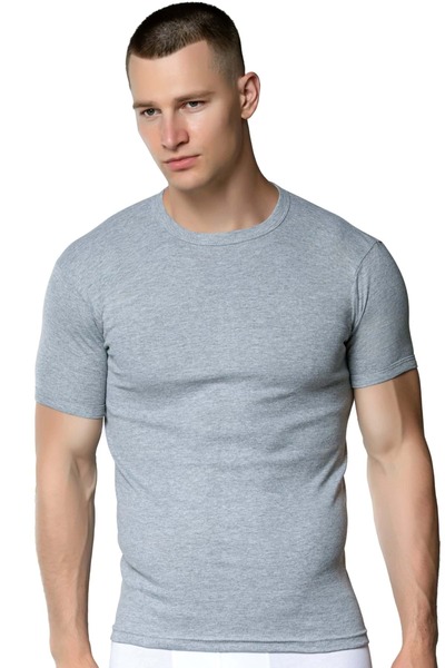 Gümüş İç Giyim قميص داخلي مضلع للرجال باللون الرمادي