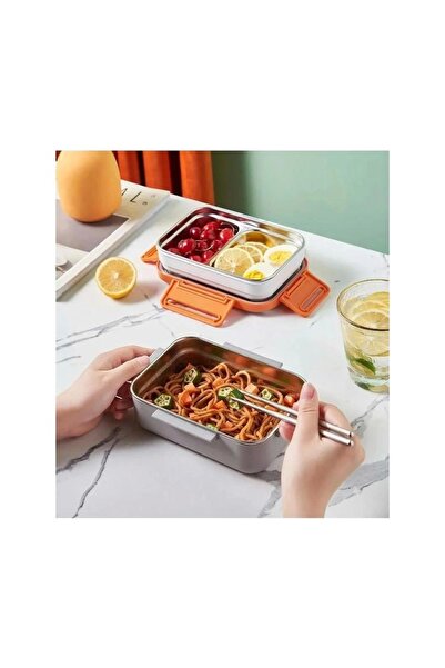 Vagonlife Κουτί μεσημεριανού γεύματος διπλής στρώσης από ανοξείδωτο ατσάλι πορτοκαλί Bl20182