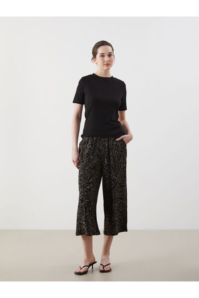 LC Waikiki New Season Patterned Women's Capri Pants with Elastic Waist