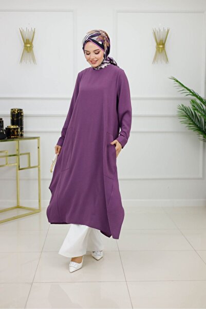 Valens Butik Straight Cut Long Hijab Tunic Deniz