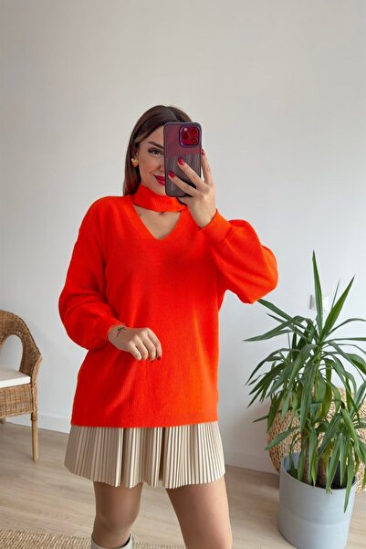 ARONLİ Γυναικείο πλεκτό πουλόβερ με λεπτομέρεια με λαιμόκοψη σε σχήμα V και μ...