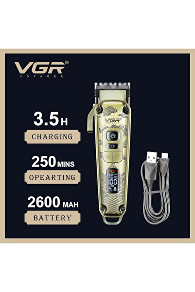 VGR V-005 Premium Metal Housing Hair Clipper LED Display, powder metallurgic Blade 5500-7000 RPM 4 Speed