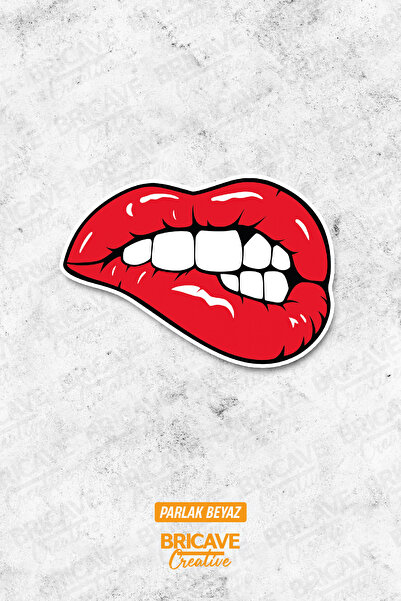 Bricave Isırılan Kırmızı Dudak Sticker Araba Motosiklet Kask Laptop Cam Etike...