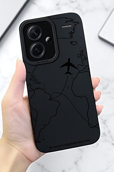 KVK PRİVACY Xiaomi Note 13 Pro Plus 5G Uyumlu Harita Desenli Yumuşak Silikon Kılıf Darbeye Karşı Dayanıklı Kapak