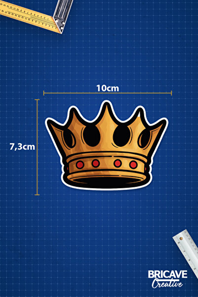Bricave Altın Kraliyet Tacı Sticker Araba Motosiklet Kask Laptop Cam Etiket Sticker 10x7,3cm B2