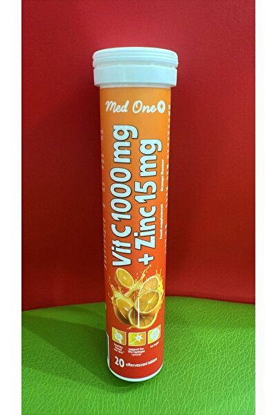 Med One فيتامين سي 1000 ملغ + زنك 15 ملغ ملغ أقراص فوار خالية من السكر بنكهة البرتقال 20 قرصًا