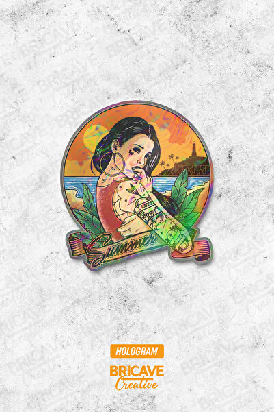 Bricave Summer Girl Retro Sticker Araba Motosiklet Kask Laptop Cam Etiket Sti...