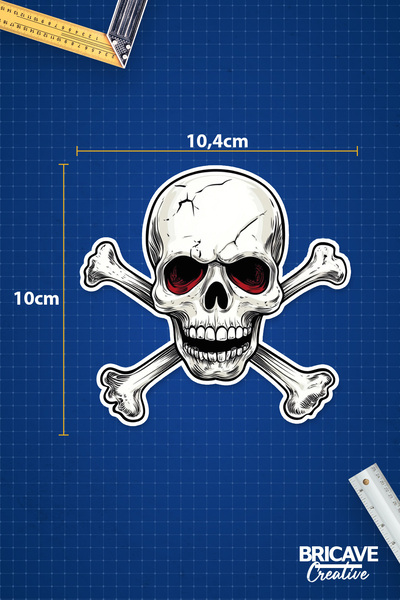 Bricave Kafatası Crossbones Sticker Araba Motosiklet Kask Laptop Cam Etiket Sticker 10,4x10cm B1