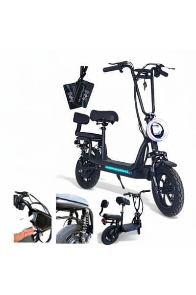 niyazi سكوتر كهربائي للكبار بمقعدين قابل للطي 48 فولت 800 واط، إضاءة، مساعدات، سلة وصندوق، إطارات 12 إنش