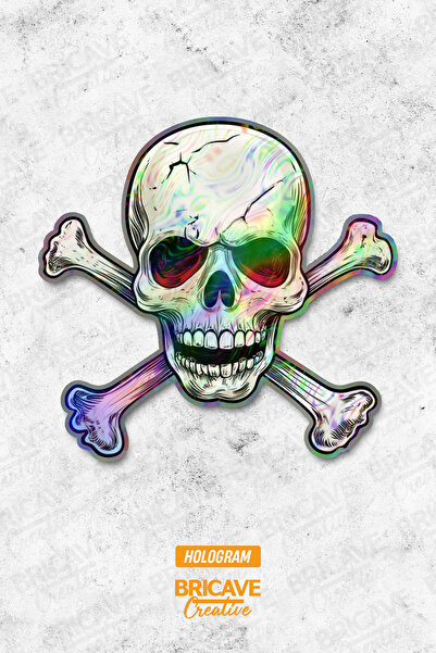 Bricave Kafatası Crossbones Sticker Araba Motosiklet Kask Laptop Cam Etiket S...