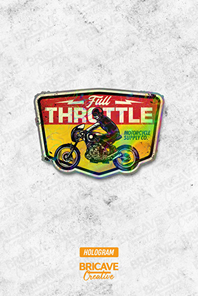 Bricave Full Throttle Motor Sticker Araba Motosiklet Kask Laptop Cam Etiket S...