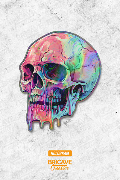 Bricave Erimiş Kafatası Sticker Araba Motosiklet Kask Laptop Cam Etiket Stick...
