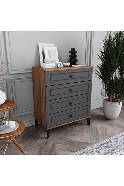 MONZIO Panjur 4 Çekmeceli Şifonyer %100 MDF